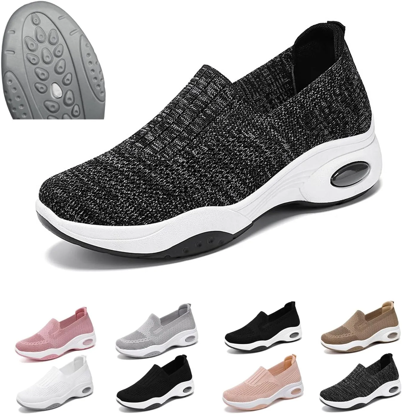 Women Orthopedic Sneakers Slip On Air Cushion Wedge Walking Shoes Arch Support Low Top Shoes Orthopedic Shoes for Women
