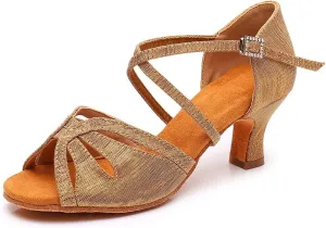 Women's Latin Dance Shoes Ballroom Salsa Professional Practice Performance Satin Dancing Shoes