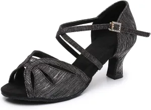 Women's Latin Dance Shoes Ballroom Salsa Professional Practice Performance Satin Dancing Shoes