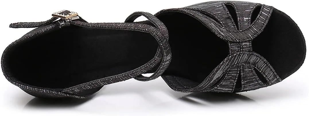 Women's Latin Dance Shoes Ballroom Salsa Professional Practice Performance Satin Dancing Shoes