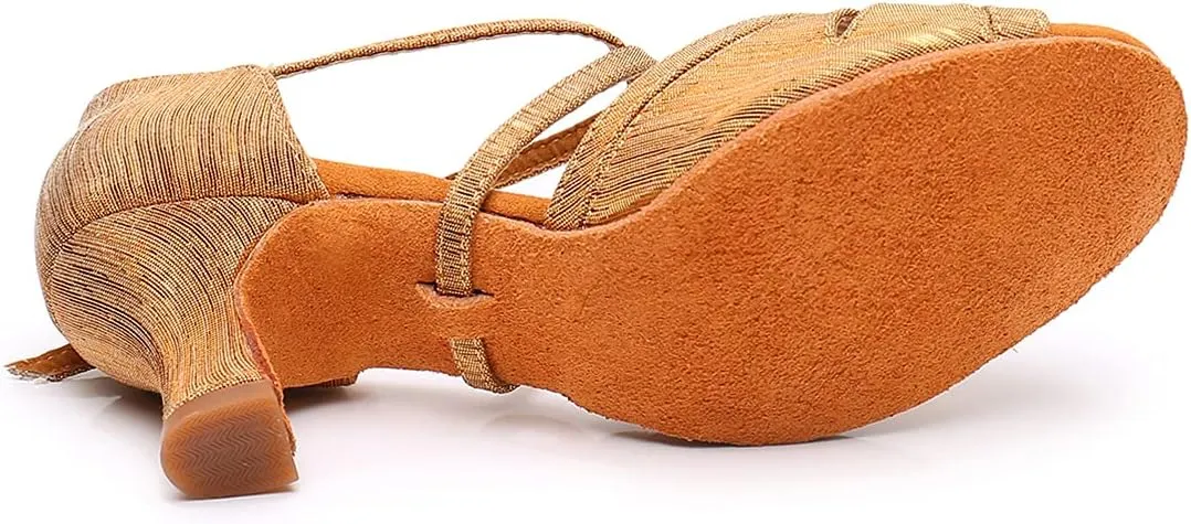 Women's Latin Dance Shoes Ballroom Salsa Professional Practice Performance Satin Dancing Shoes