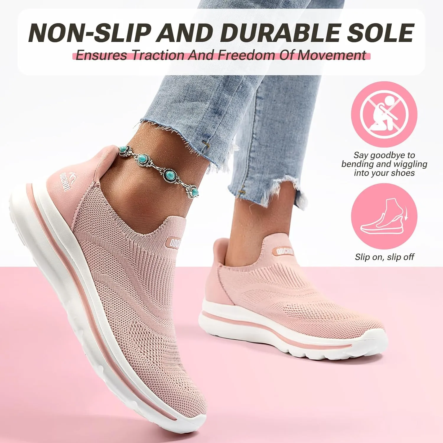 Womens Wide Toe Box Shoes Hands Free Slip on Sneakers Lightweight Tennis Walking Shoes for Gym Workouts