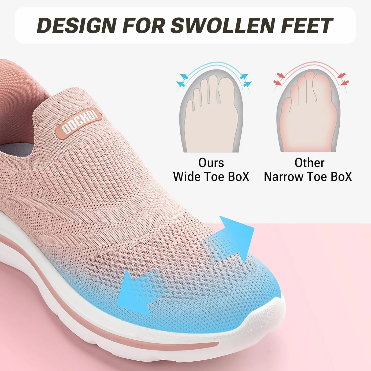 Womens Wide Toe Box Shoes Hands Free Slip on Sneakers Lightweight Tennis Walking Shoes for Gym Workouts