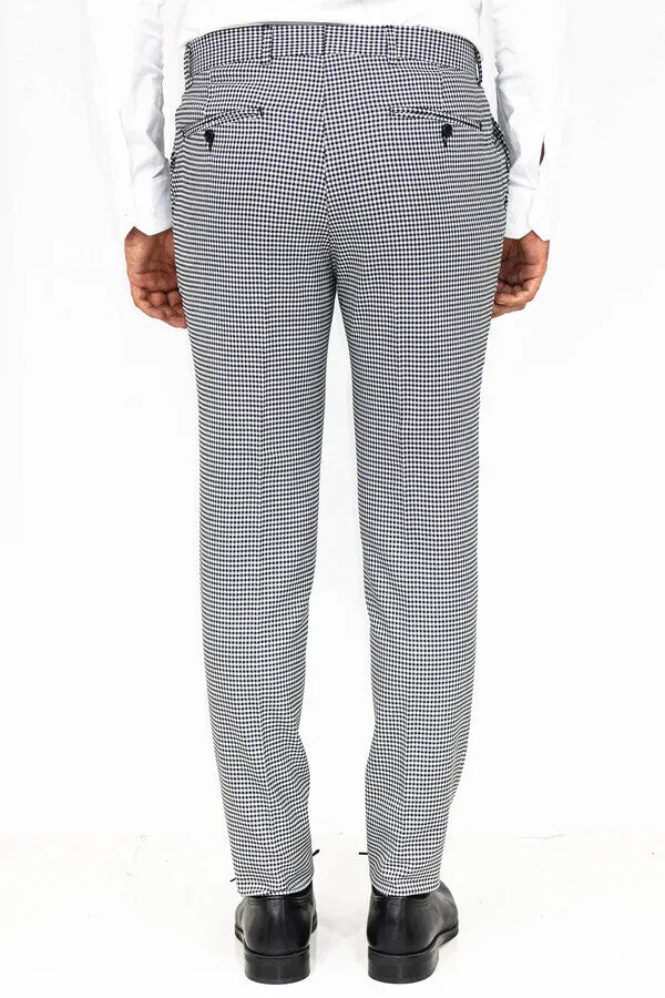 WSS Slim Fit Houndstoodh Pattern Grey Men Pants  - Singen