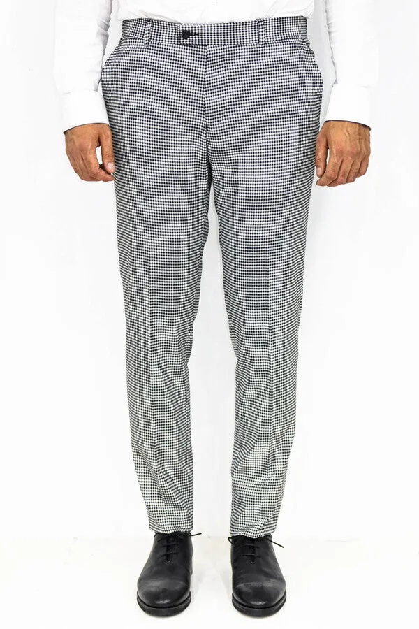 WSS Slim Fit Houndstoodh Pattern Grey Men Pants  - Singen